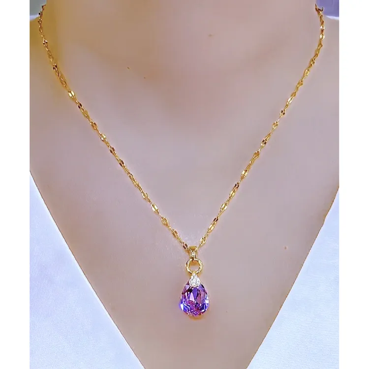 铜合金项链 时尚百搭气质简约精致小众水滴项链