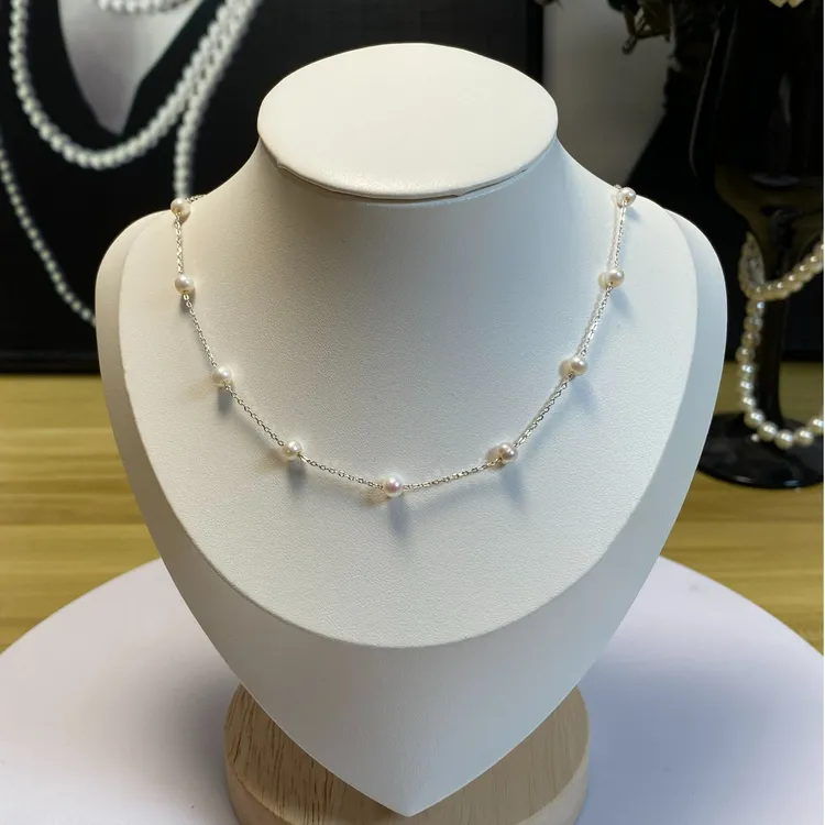 S925银天然淡水珍珠满天星项链气质白色轻奢时尚百搭简约精致