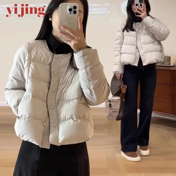 韩版百搭洋气气质圆领短款女装冬季新款设计感小众面包服显瘦外套