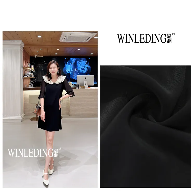 温澜服饰·雅“卡浓”荷叶边显瘦高级2025新款醋酸连衣裙10813