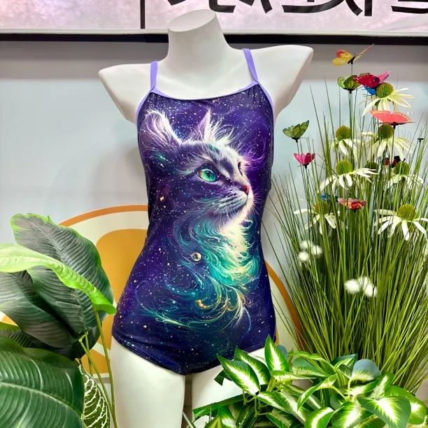 【升级】幻夜喵星】三角专业竞速游泳衣