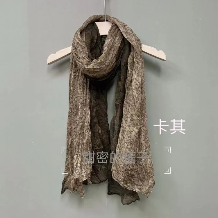 2411 碎花拼色长款大围巾