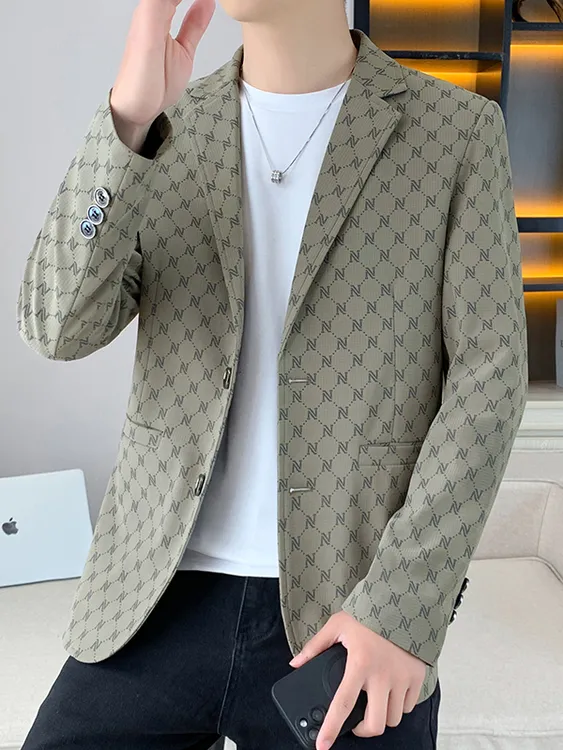 秋季新款男士潮休闲西服男士韩版修身单青年痞帅轻奢时尚西装外套