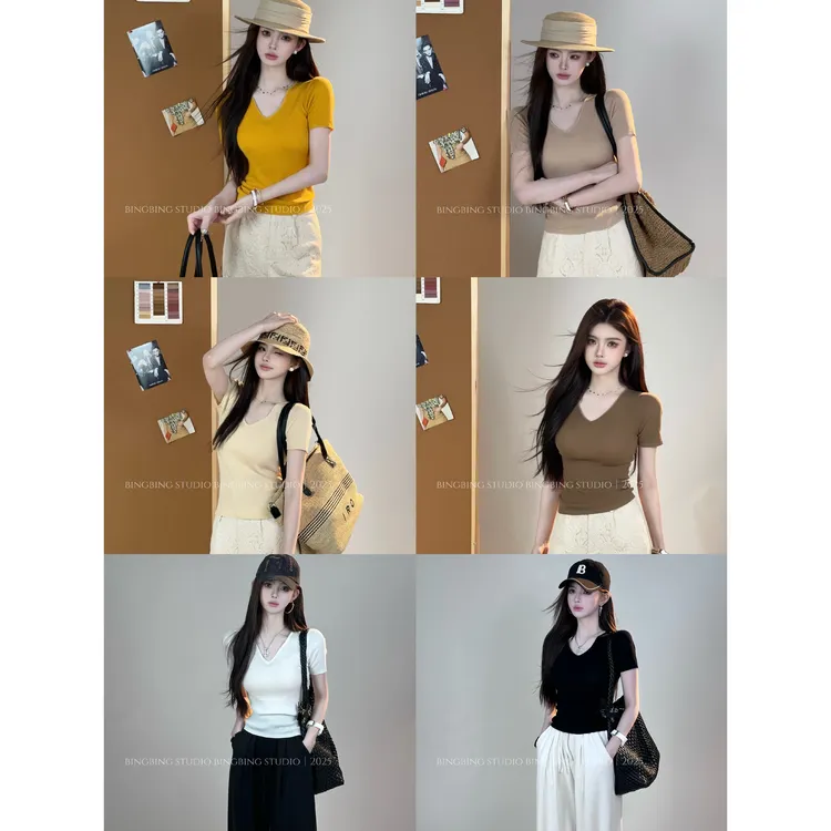 冰冰「全员自留」天丝夏季时尚气质百搭针织衫女BBC5ZZS3538