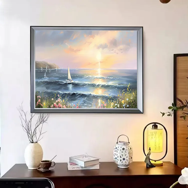 一帆风顺海景壁画卧室床头房间装饰画