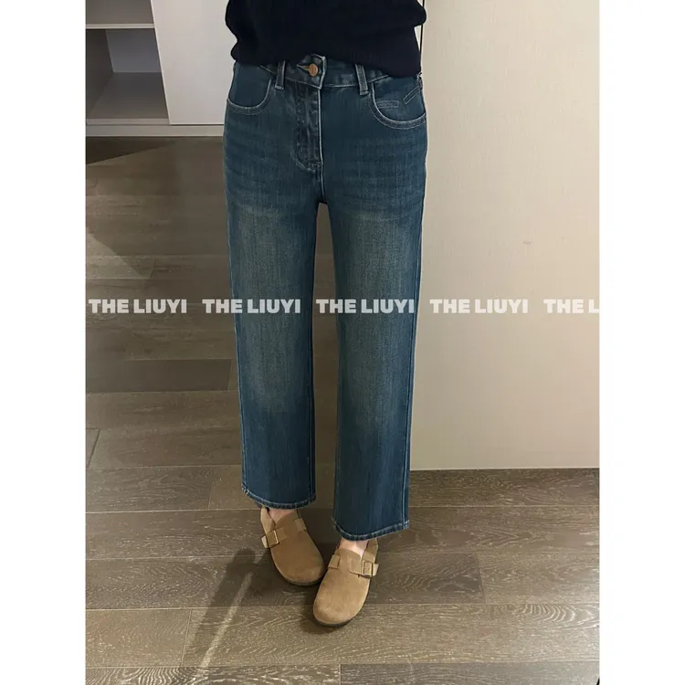 【LIUYI】筷子腿~四面弹显腿直九分烟管牛仔裤58133