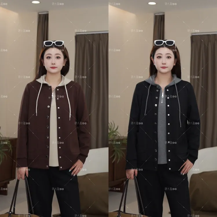 【秋款上新】PDM22534秋季新款时尚百搭休闲圆领长袖大码女装外套