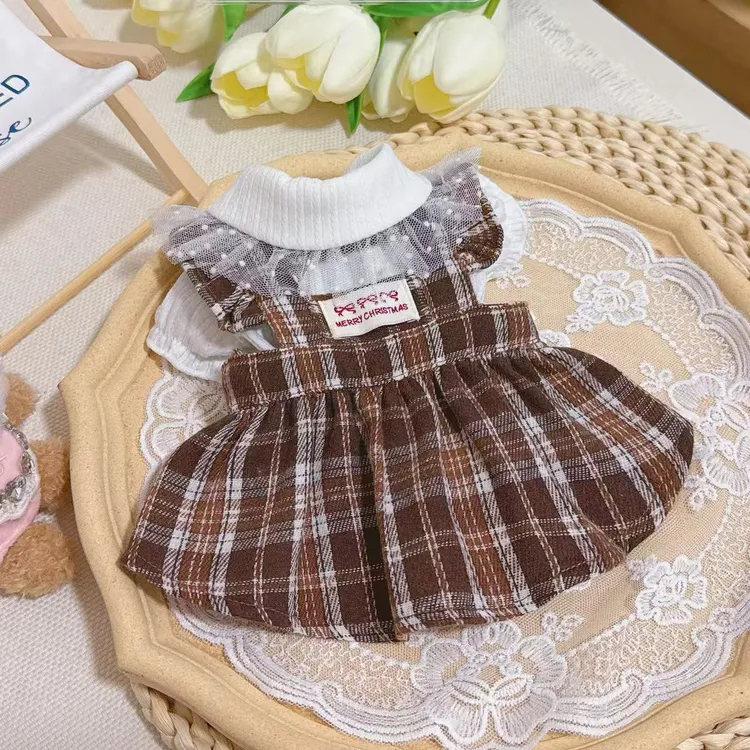 秋季新款宠物服美拉德格布裙娃娃领打底衫