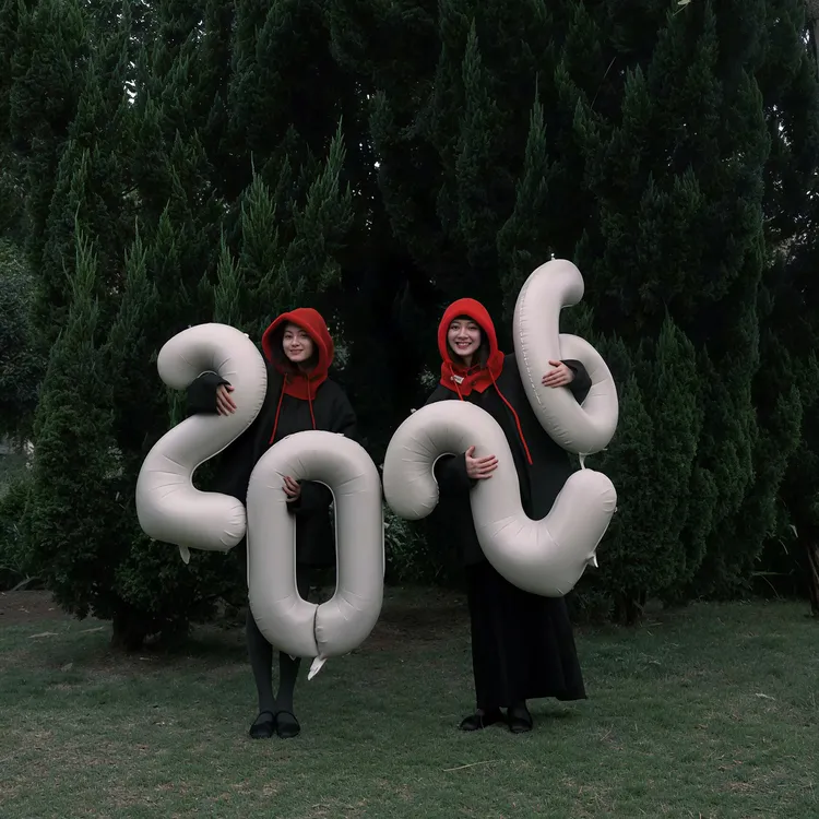 元旦新年2026跨年数字气球铝膜气球氛围道具简约数字场景布置套装