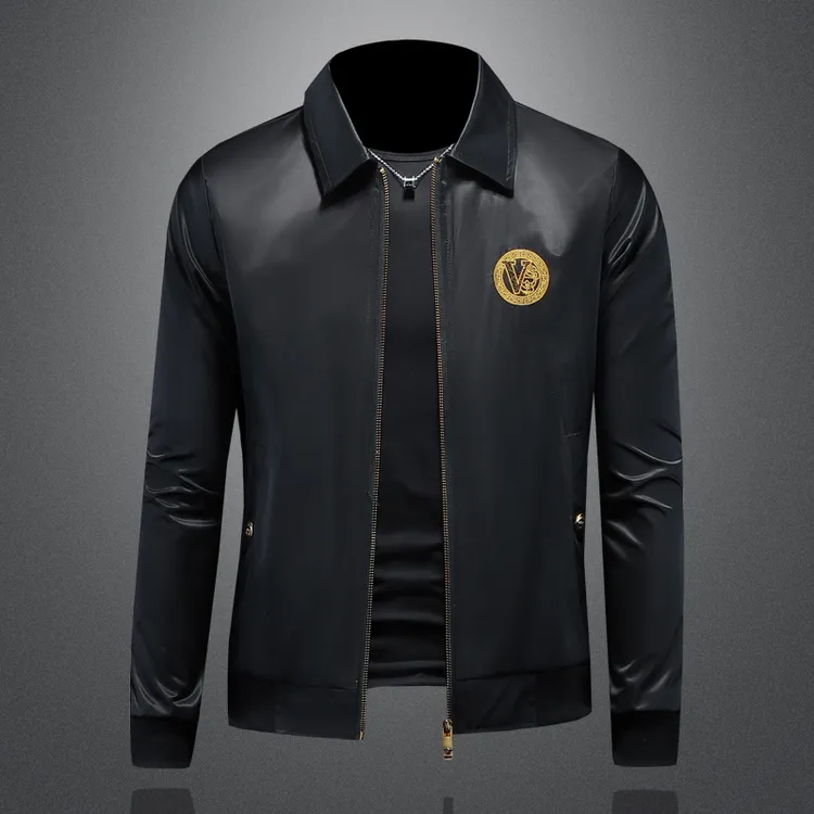 希敦纽勒刺绣潮流舒适夹克男装翻领帅气时尚外套春秋开衫上衣潮