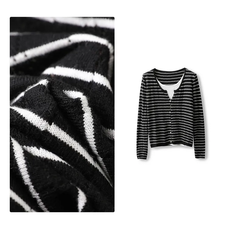 特！门店14&9！假两件含绵羊毛女式针织衫Z00673