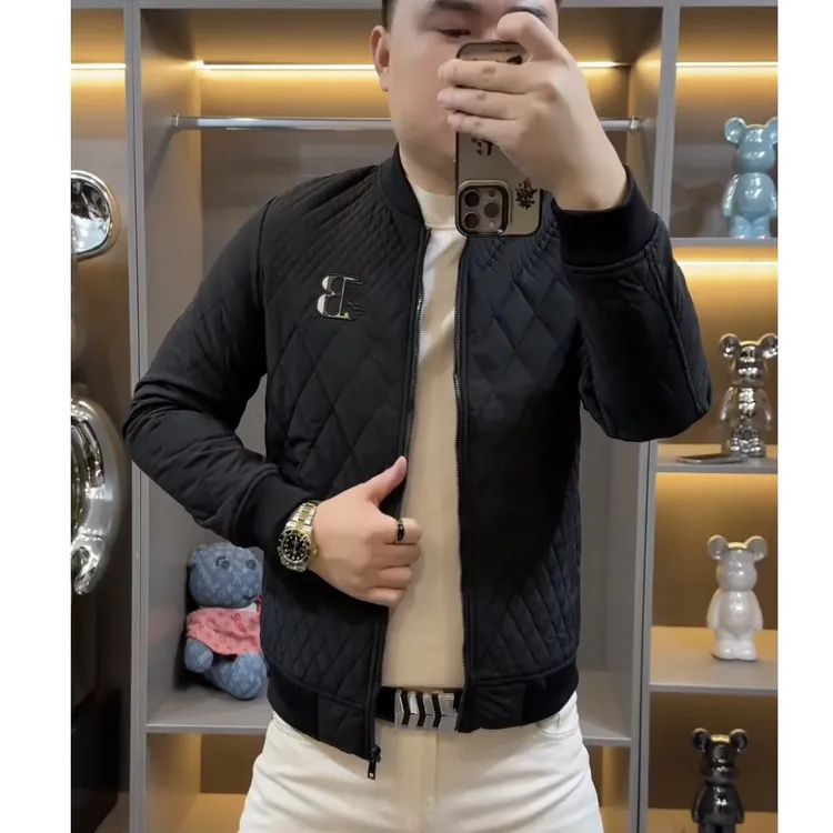 男士秋冬棒球领薄棉外套修身时尚百搭潮流0368