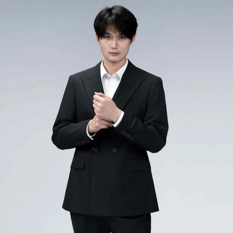 利郎26年新款灰咖间色戗驳领英伦风两件套西服套装