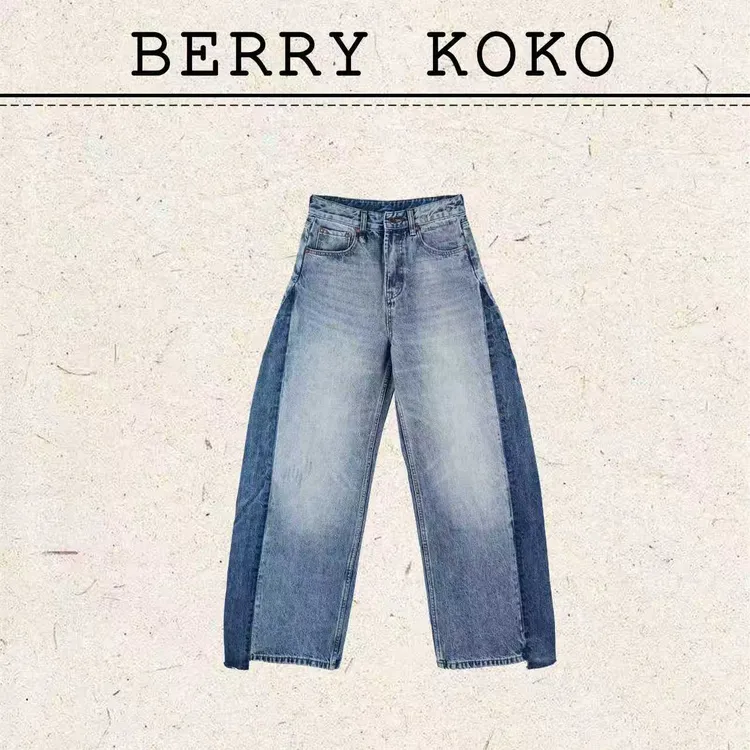 复古“四季款”重磅撞色洗水“慵懒风”“不规则”牛仔拖地裤 K216