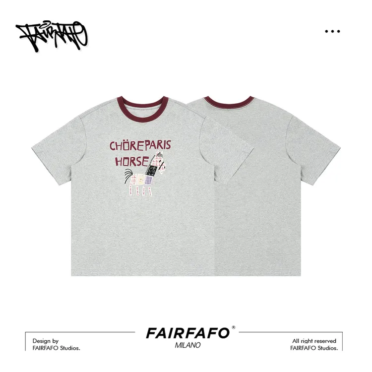 【小马拼布短袖】TXLY52313美式撞色夏季舒适短袖T恤