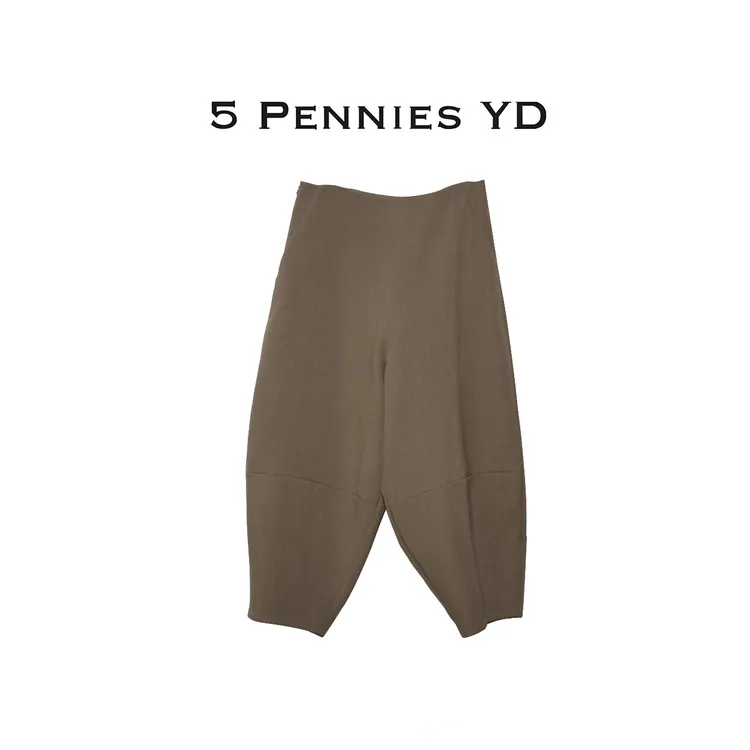 5 PENNIES YD设计师款原创秋季时尚休闲咖色8分阔腿垮裤5W1120067