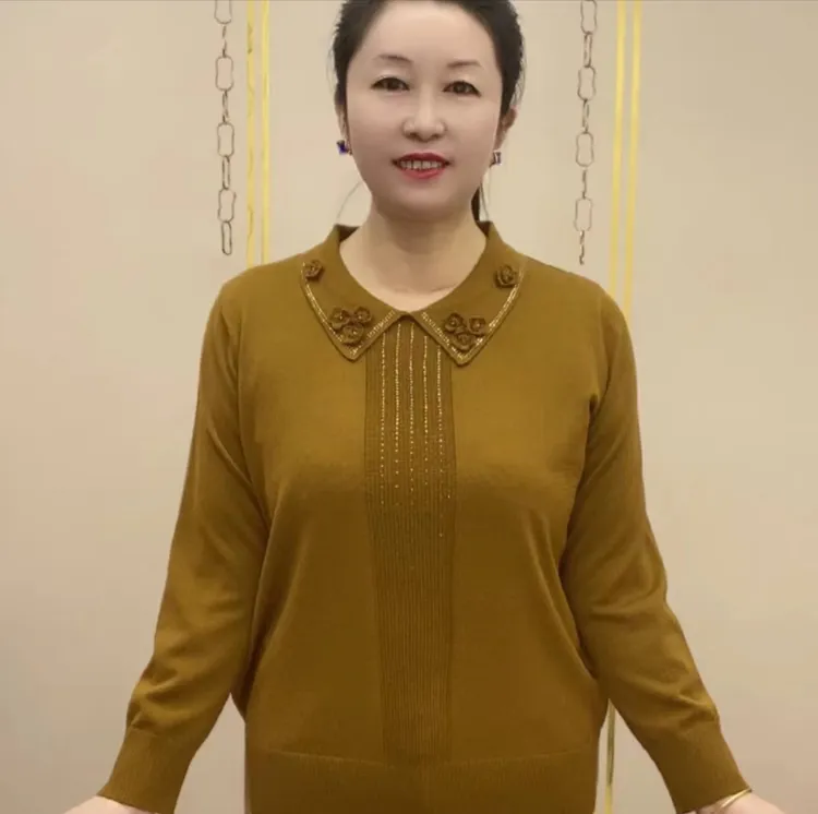 2025新款宽松显瘦秋款毛衣打底衫气质百搭中老年妈妈保暖衣针织衫