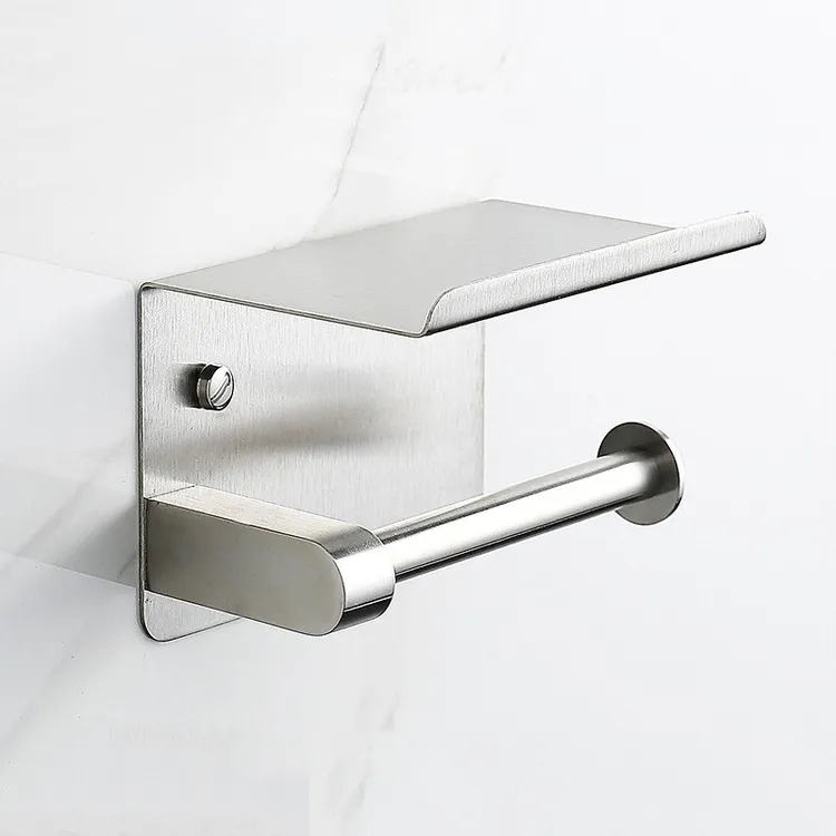 不锈钢304亮光纸巾架免打孔浴室卷纸架卫生间手机纸巾置物架卷纸