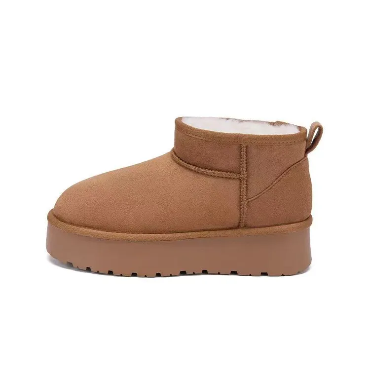 【纯牛皮雪地靴】牛皮雪地靴厚底女款加绒厚保暖耐磨加高5cm