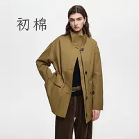 初棉【9.27上新】复古工装腰部抽绳风衣户外休闲秋冬366609004