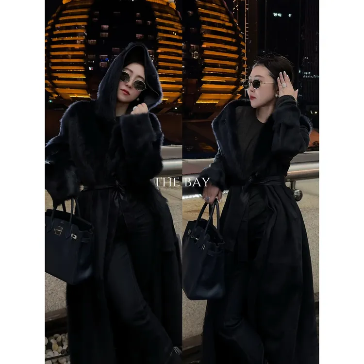 TheBay【香榭丽】意大利进口香榭丽皮毛一体小胎羊大衣Bay2SDZR0325