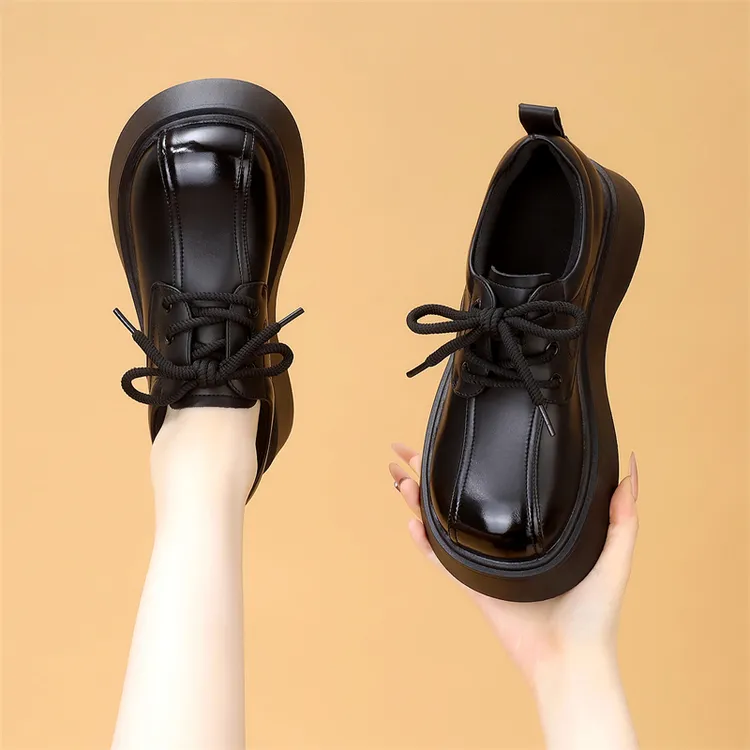 厚底增高乐福鞋女2025年新款百搭时尚潮流舒适软底简约休闲小皮鞋