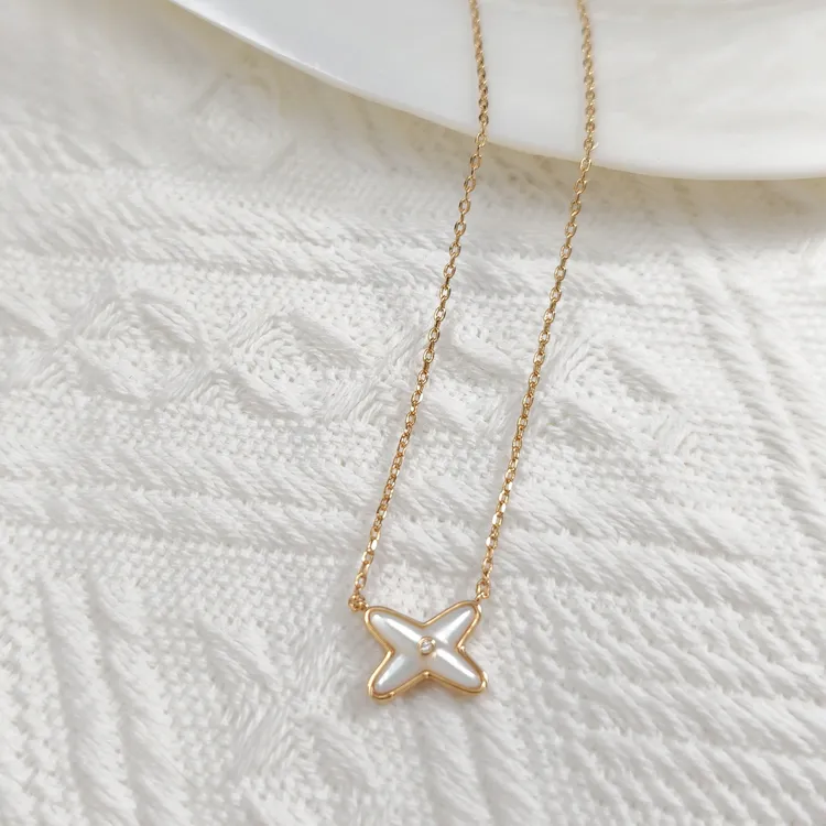 合金锆石项链 经典交叉系列时尚造型项链锁骨链单钻小众锁骨链