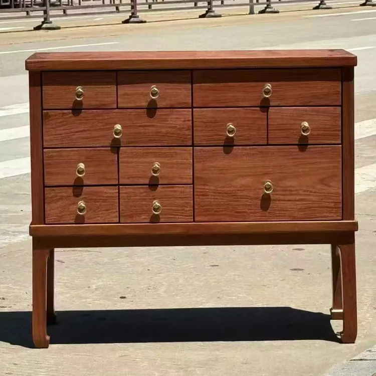 艺术图案十一斗柜抽屉式斗柜古典极简风（缅甸花梨大果紫檀）