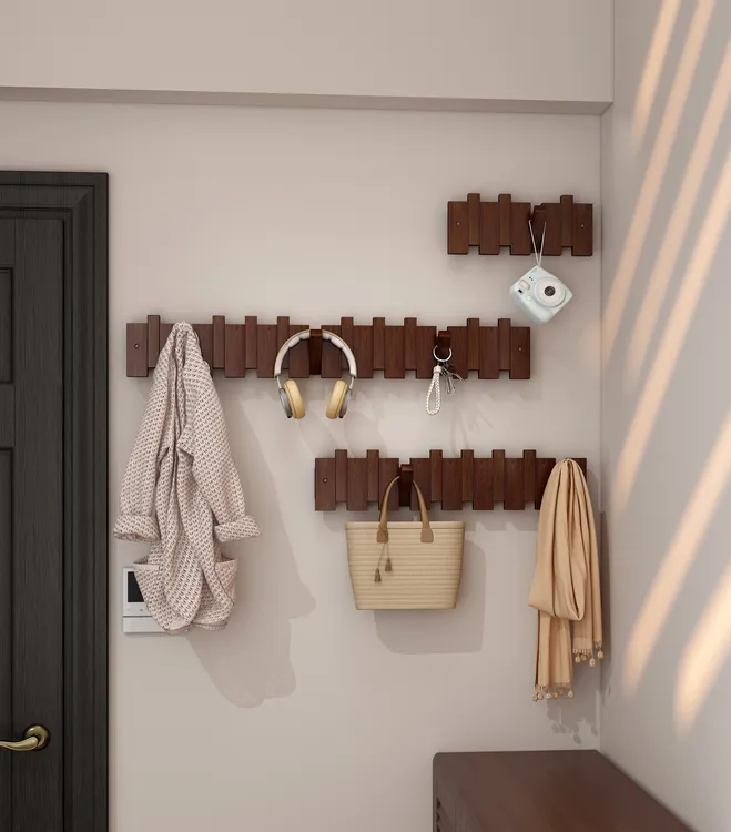 钢琴键挂衣钩进门口入户玄关挂衣架壁挂墙上实木衣服帽挂钩免打孔