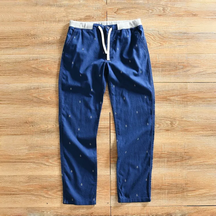 水洗棉麻都是风男士春秋男款休闲长裤百搭宽松直筒时尚休闲裤6792