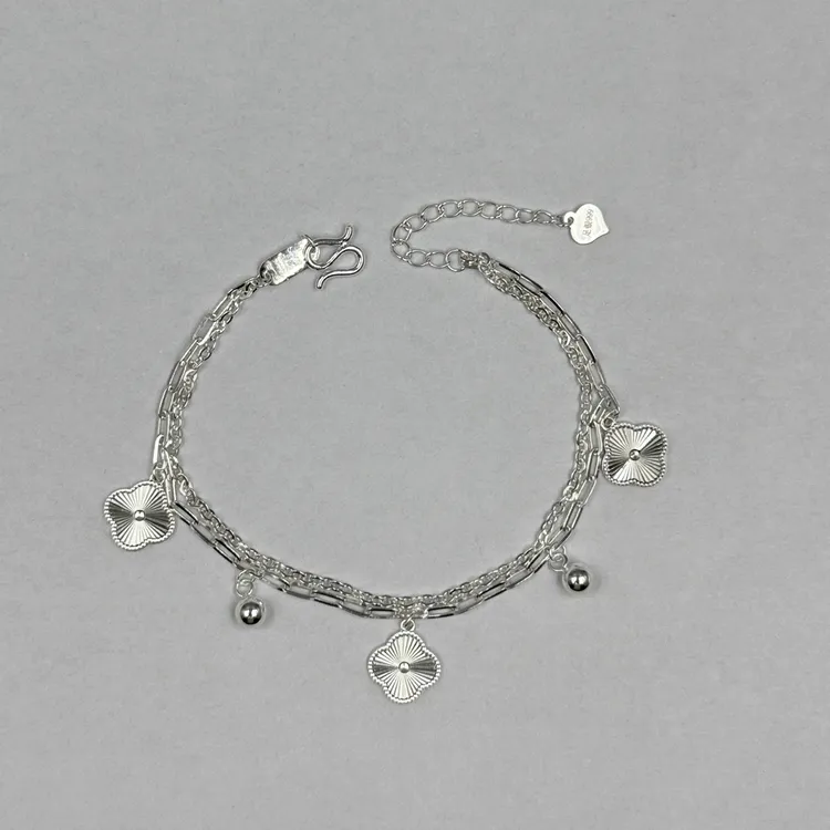 足银手链 足银百搭简约四叶草手链QS014