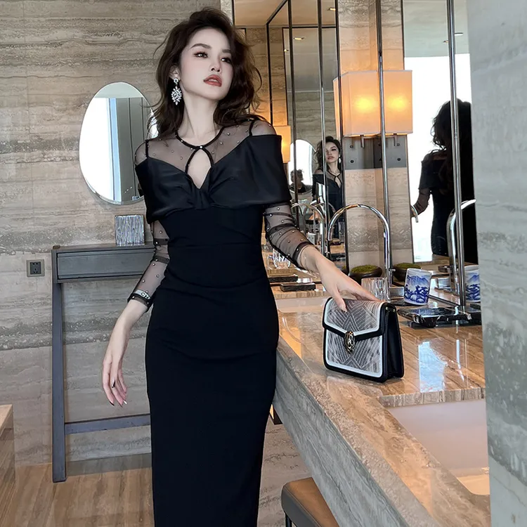 时尚设计感名媛宴会礼服裙修身包臀法式性感气质修身连衣裙10198