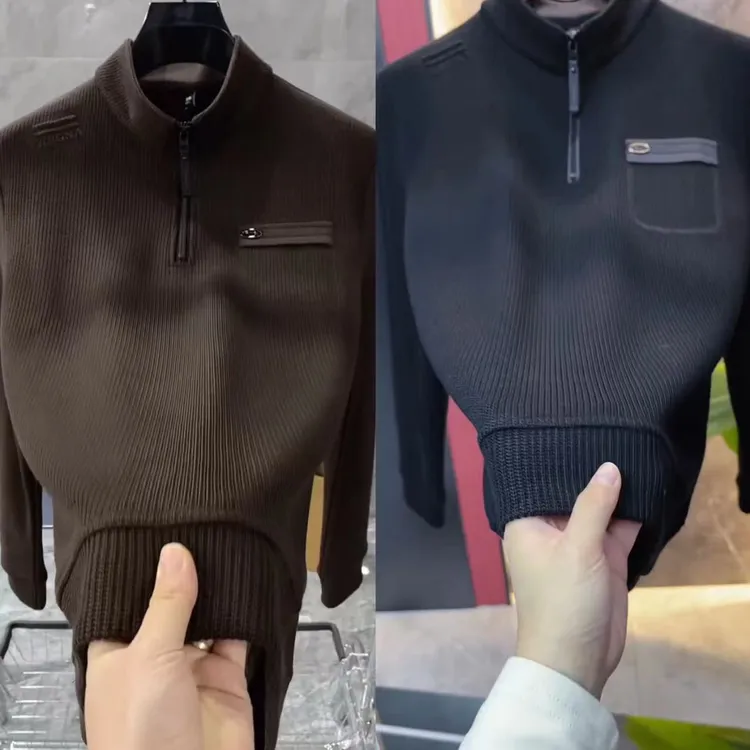 男款卫衣男士长袖时尚休闲修身秋冬立领拼接百搭针织套头卫衣