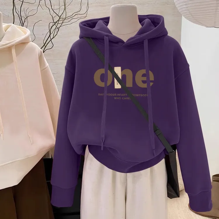 设计感小众秋冬新款2025加绒加厚套头连帽卫衣女韩版宽松外套潮