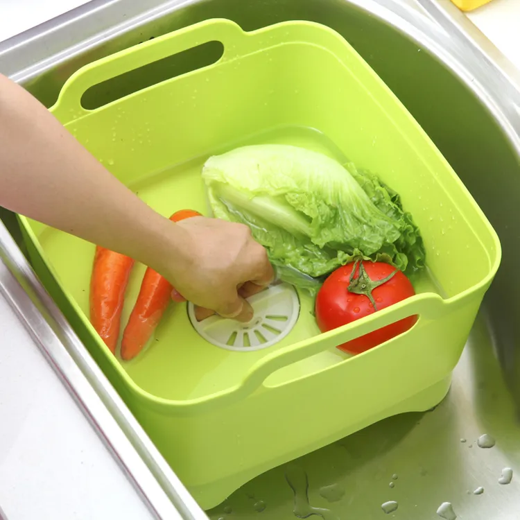 家用洗菜盆塑料沥水篮蔬菜水果盘子厨房可移动水槽洗碗餐具大号盆