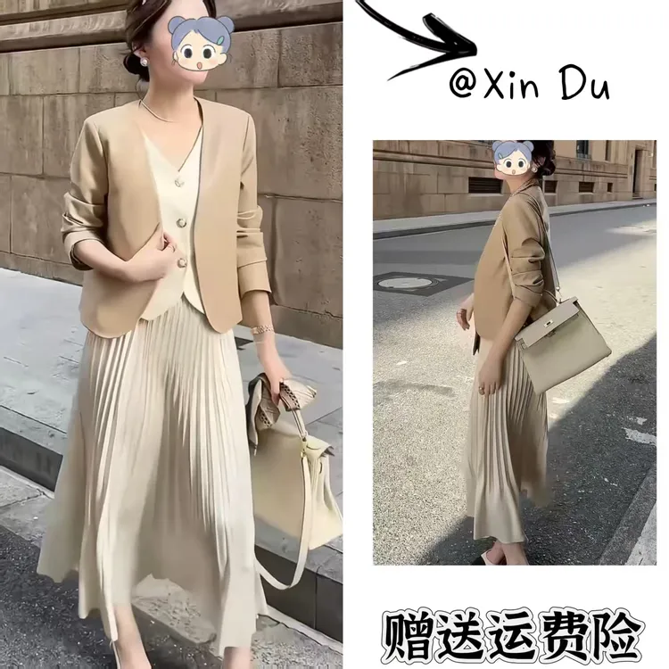 2025秋季新款时尚显瘦气质女士网红洋气三件套百搭款D23231