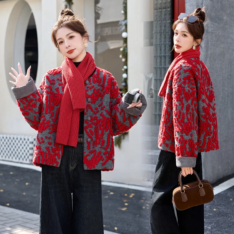 欧货羽绒服女冬季2025新款高级感法式复古羊毛粗花呢小香风厚外套