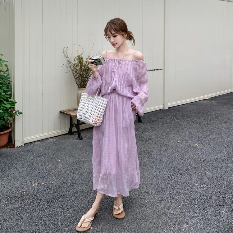 氛围感法式套装裙女2025夏季新款纯欲系超仙绝美温柔风显白两件套