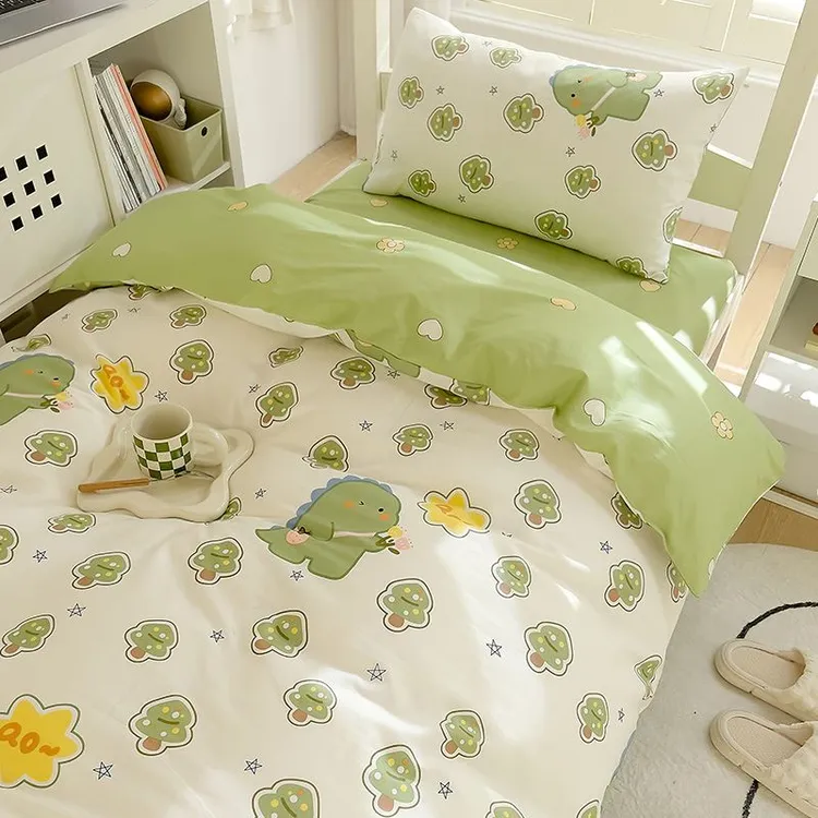 2025新款学生宿舍床上三件套100全棉纯棉被套床单人上下铺YJ