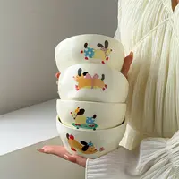 萌趣小狗陶瓷碗餐具高颜值饭碗套装ins卡通碗家用餐碗母亲节礼物