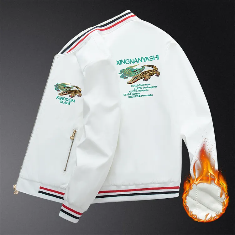 潮牌秋冬季男士新款加绒立领休闲帅气百搭外套夹克秋季外套上衣