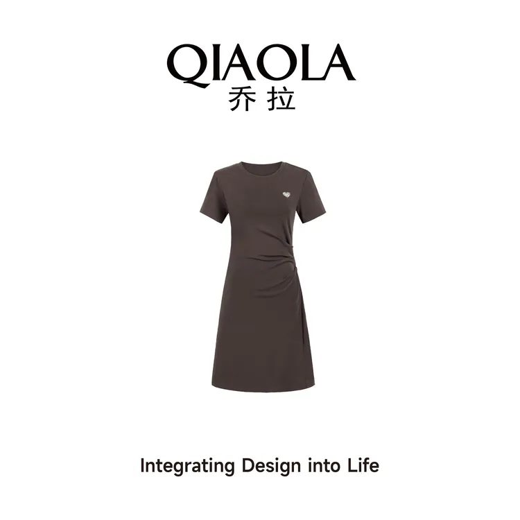 QIAOLA/乔拉【心动讯号】夏季新款针织正肩透气修身显瘦连衣裙预售