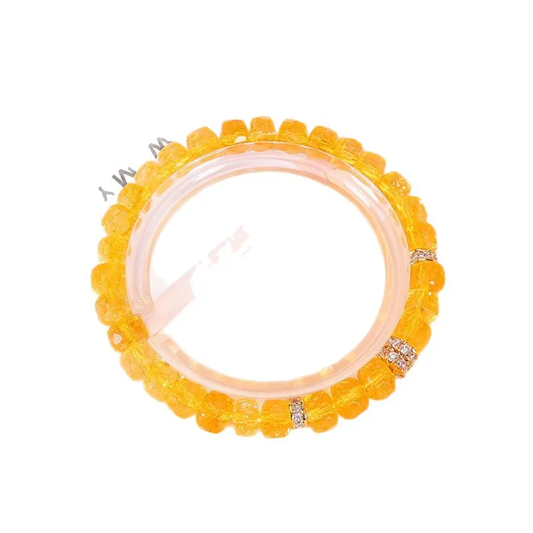 天然切面车轮黄水晶手串女时尚轻奢高级感小众手链