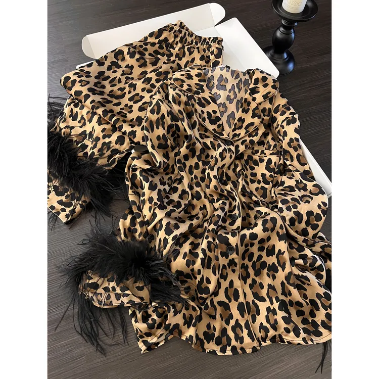 【DMXJ大梦想家】轻奢修身睡衣女早秋款美拉德色系仙羽慵懒风居家服