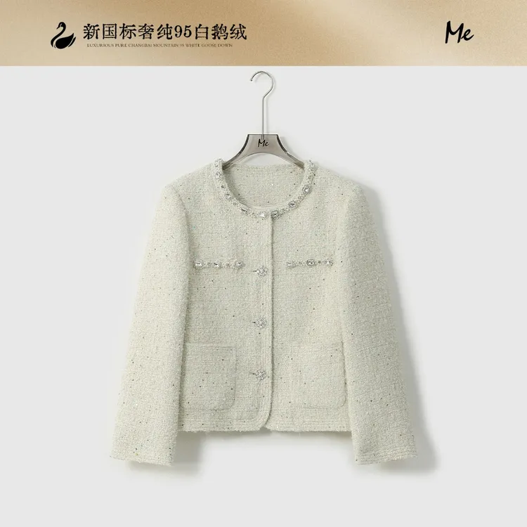 ME【羽绒小香系钻石玛丽95鹅绒服】星空粗花呢千金羽绒服MESA3832