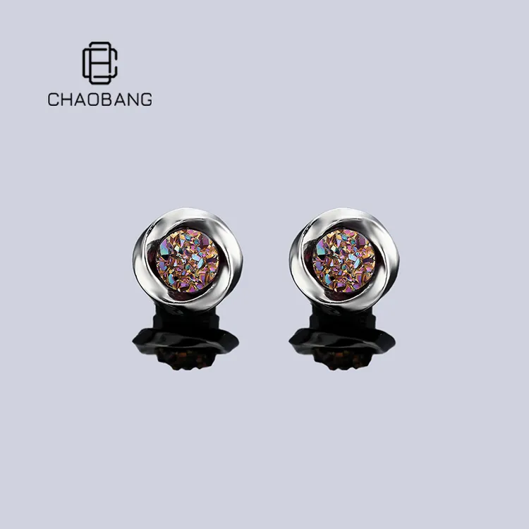 chaobang/潮邦 铜合金耳饰 莫比乌斯无耳洞耳夹晶簇磁吸小众耳饰