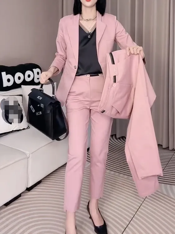 女森说2025秋季新款洋气时尚女装气质休闲减龄长袖西服西裤套装