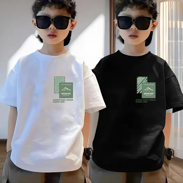 新款潮流儿童短袖男童夏装纯棉t恤宽松上衣中大童t恤半袖夏季