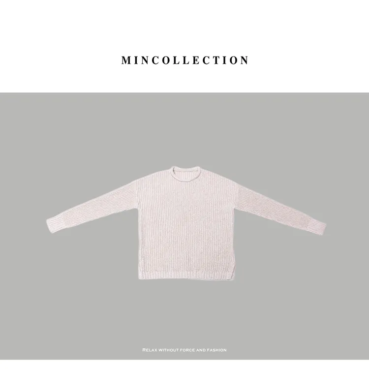 DE Mincollection麦穗毛衣/粗线杂纱显瘦棉麻质感毛织上衣40571