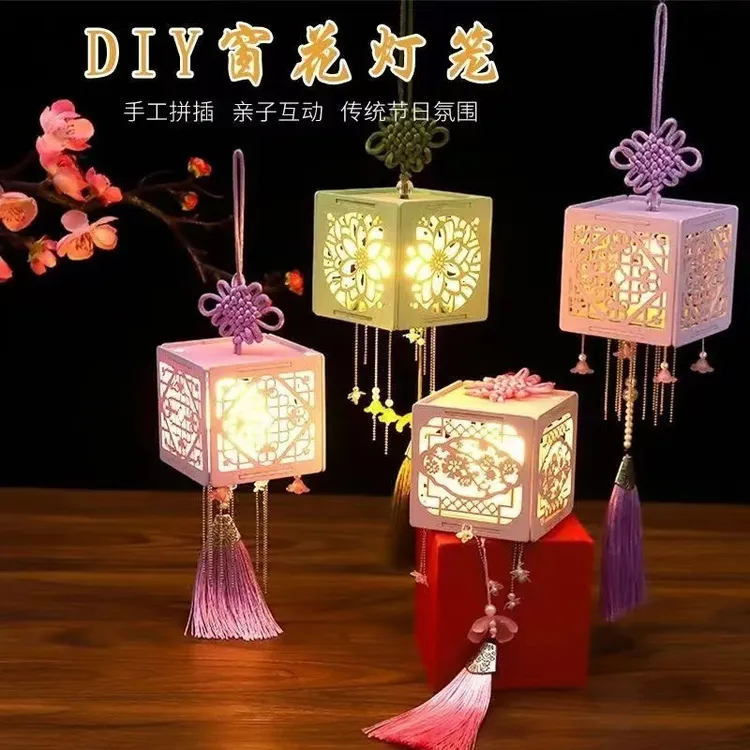手工木质宫灯古风中秋灯笼中秋节手提发光灯笼地摊